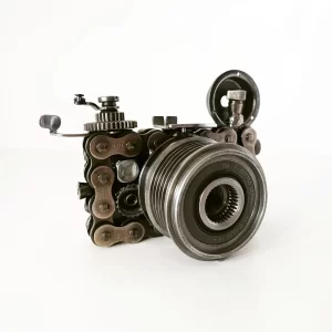 Metal art camera sculpture